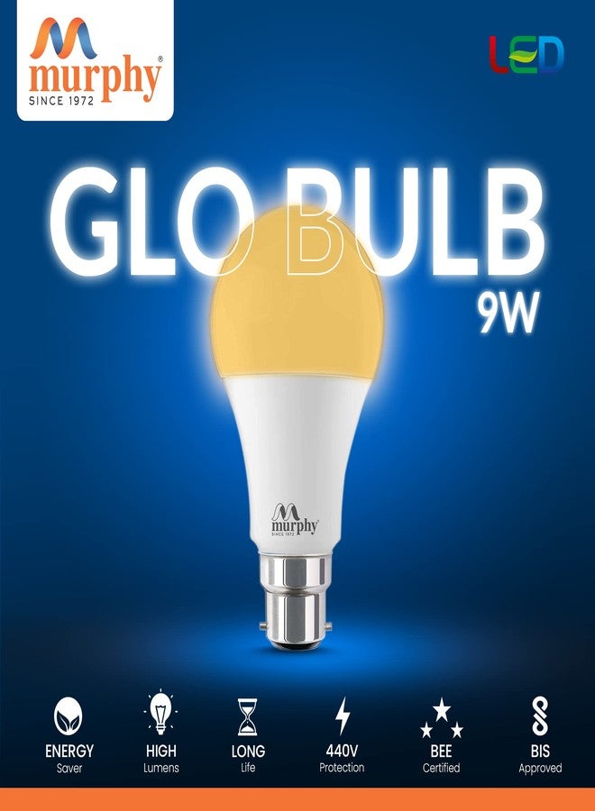 Murphy 9W B22D BEE 3 Star Rated LED Golden Yellow (Warm White) Bulb, Pack of 6 (GLO) - Image 3